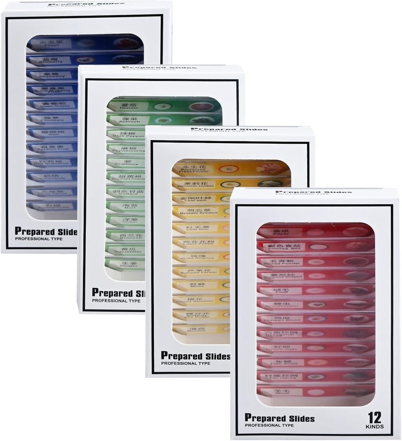 VEOOK 48 Prepared Microscope Slides Set, Insects Animal Plant Fruit Vegetable Specimens for Kids, Biological Learning Resource Specimens for Beginner Classroom Basic Science Education (MS-01) - Image 1